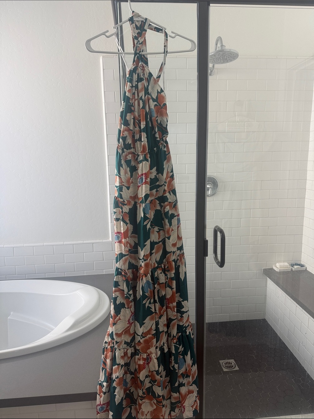 Lulu's Green Floral Maxi Dress